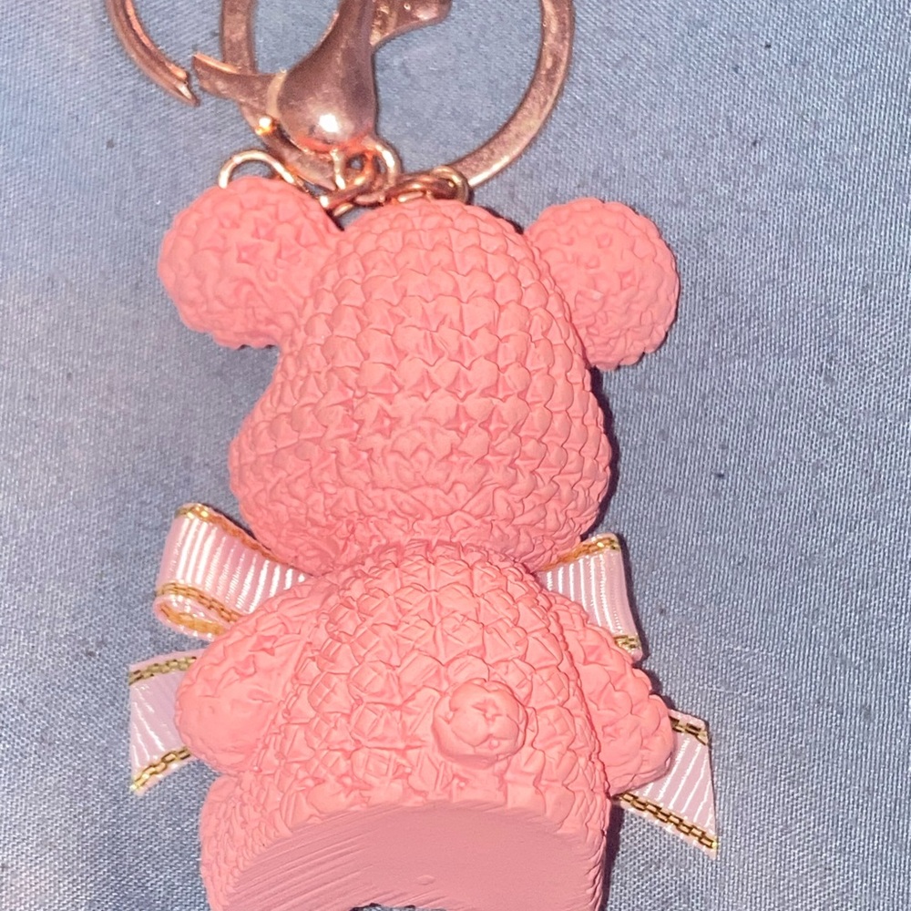 Pink Teddy Bear Keychain/Bag Charm with bow - Picture 4 of 4